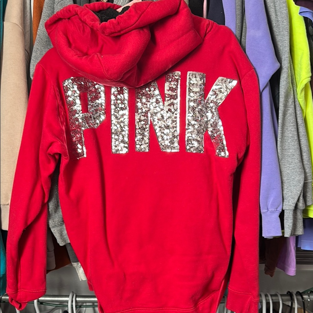PINK Victoria's Secret Kids Sequin Hoodie - Red